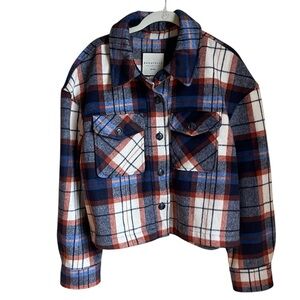 Bagatelle Collection Wool Plaid Cropped Jacket Size XL